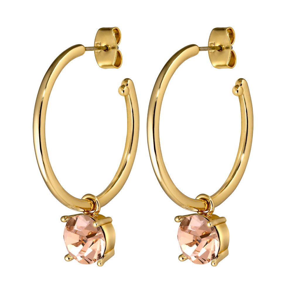 Diega Gold Earrings with Peach Stones