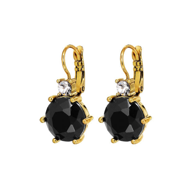 Begonia Gold Earrings Black Drop