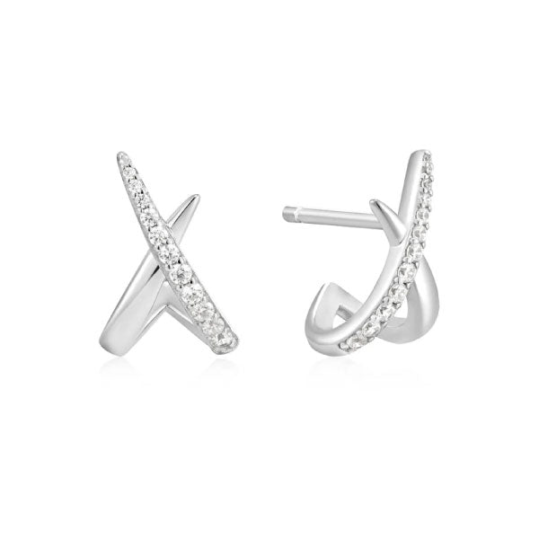 Ania Haie Silver Kiss Polished Pavé Studs