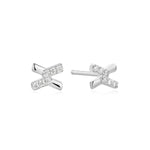 Ania Haie Silver Cross Cubic Zirconia Stud Earrings