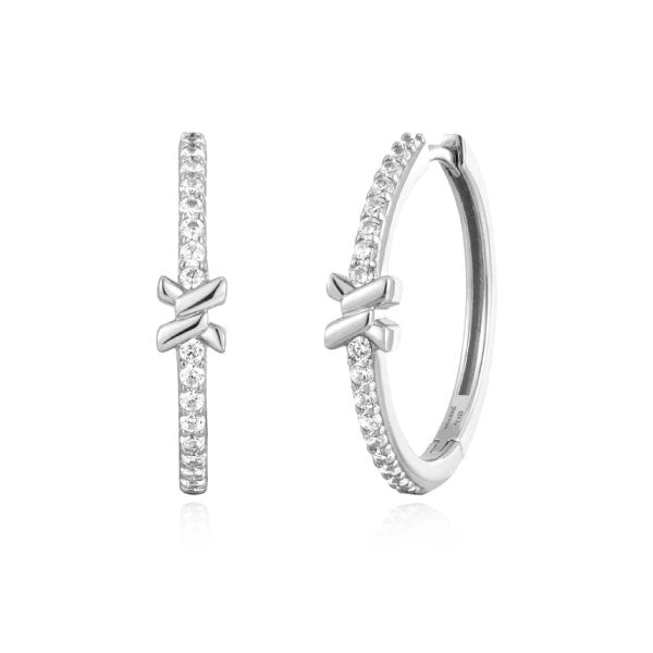 Ania Haie Silver Cross Hoop Earrings