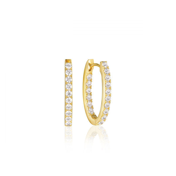 Sif Jakobs Yellow Gold with White Zirconia Ellisse Piccolo Hoop Earrings