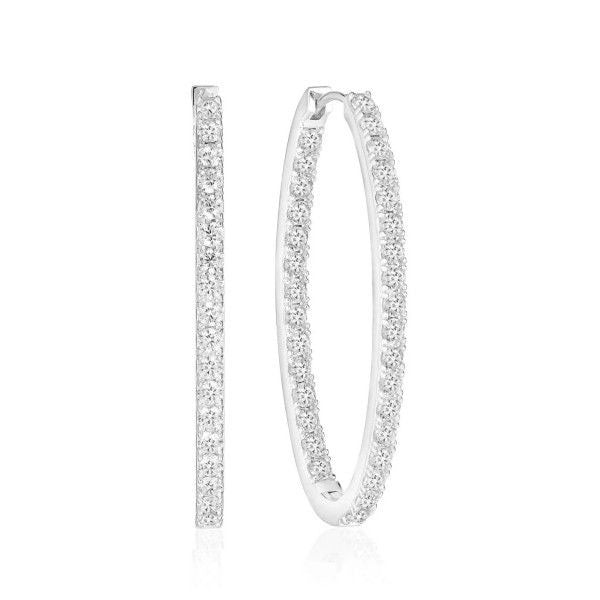 Silver with White Zirconia Ellisse Medio Hoop Earrings
