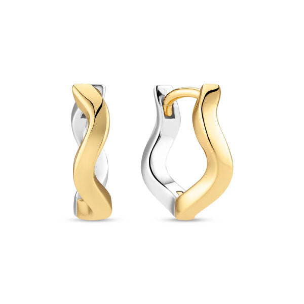 Gold and Silver Ellera Waves Pianura Medio Hoop Earrings