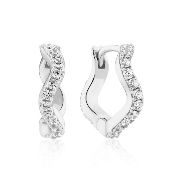 Silver Ellera Waves Medio Hoop Earrings