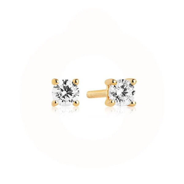 Sif Jakobs Yellow Gold with White Zirconia Princess Piccolo Earrings