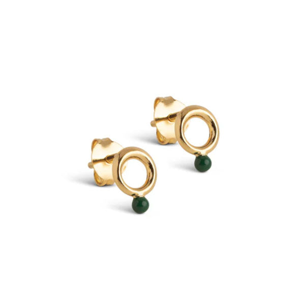 Gold Dotta Petrol Green Studs