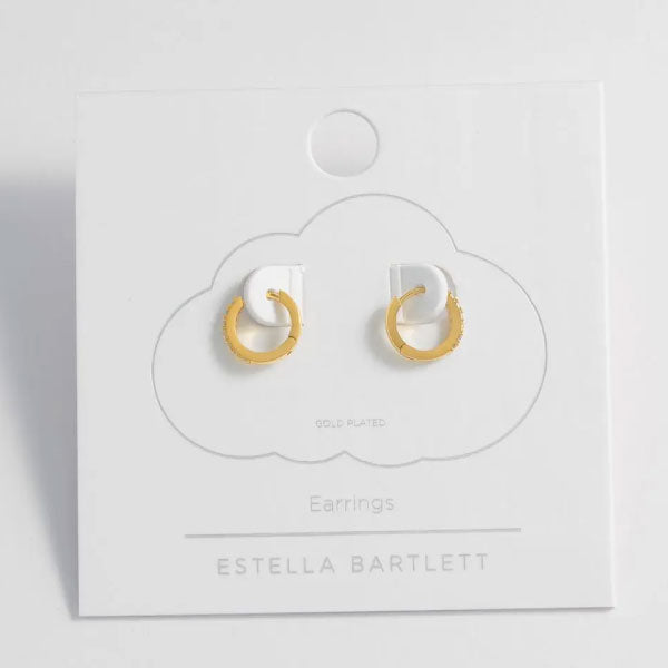 Estella Bartlett Gold Pave Set Hoop Earrings with White CZ