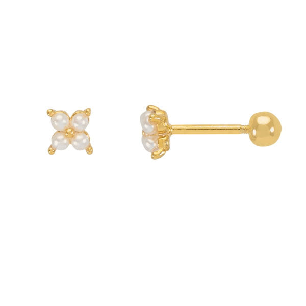 Estella Bartlett Gold Mini Pearl Flower Stud Earrings