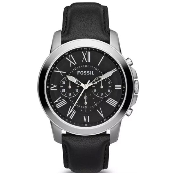 Grant Chronograph Black Leather Mens Watch