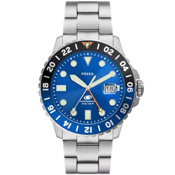 Blue GMT Stainless Steel Mens Watch