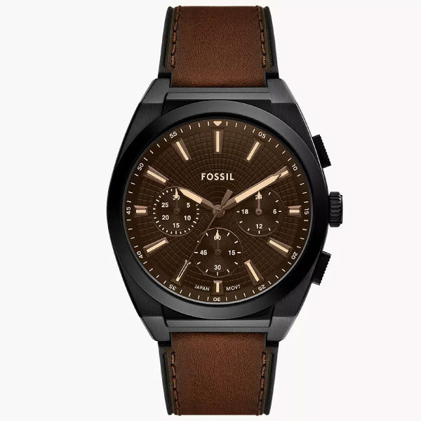 Everett Chronograph Brown Leather Watch