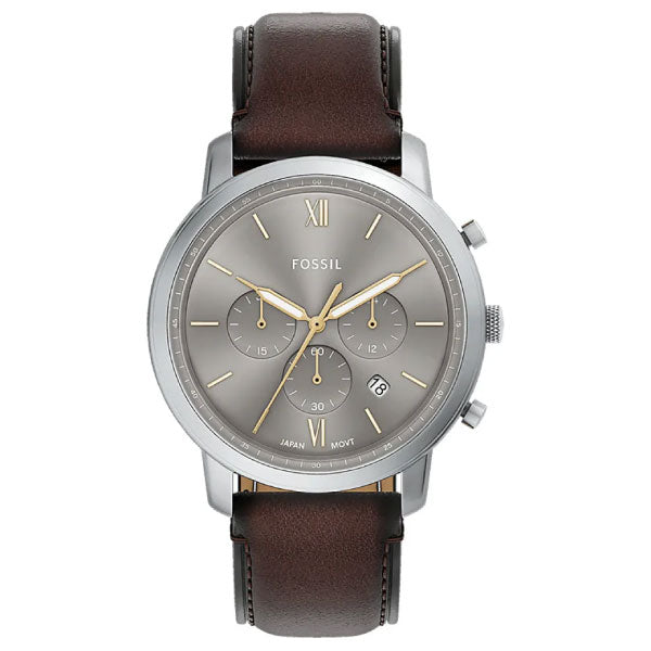 Neutra Grey Dial Brown Leather Mens Chronograph Watch