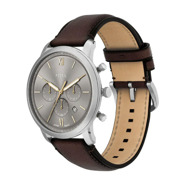 Neutra Grey Dial Brown Leather Mens Chronograph Watch