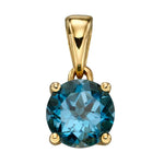 Elements 9ct Yellow Gold London Blue Topaz (December) Birthstone Pendant