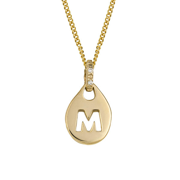 Elements 9ct Yellow Gold Initial M Pendant