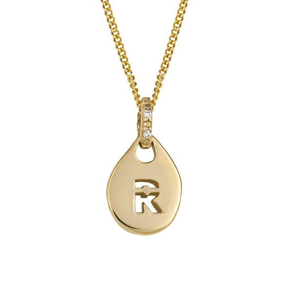 Elements 9ct Yellow Gold Initial R Pendant