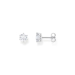 Thomas Sabo Silver Ear Studs With White Zirconia In Brilliant Cut