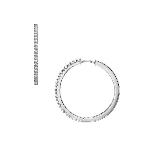 Ellis Pavé Glitz Silver-Tone Hoop Earrings