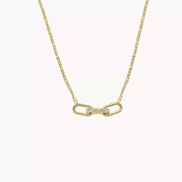 Fossil Heritage D-Link Gold-Tone Stainless Steel Necklace