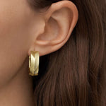 Fossil Harlow Linear Texture Gold-Tone Stainless Steel Hoops