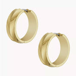 Fossil Harlow Linear Texture Gold-Tone Stainless Steel Hoops