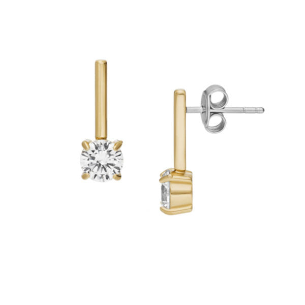 Ellis Glitz Long Gold Cubic Zirconia Drop Earrings