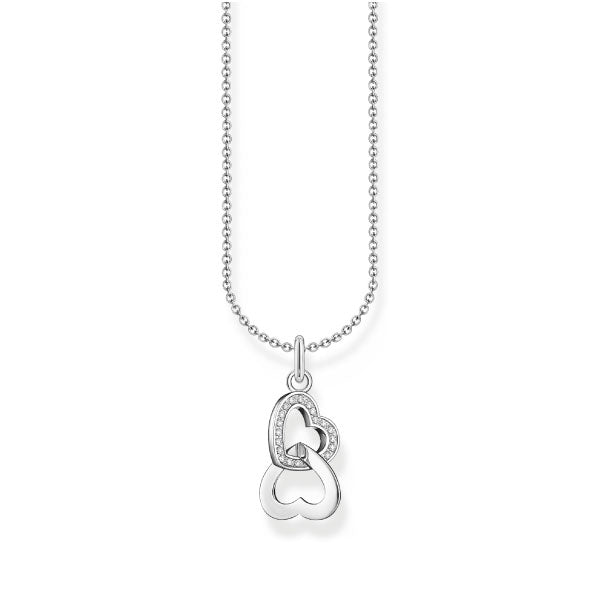 Thomas Sabo Silver Necklace With Intertwined Hearts Pendant And Zirconia