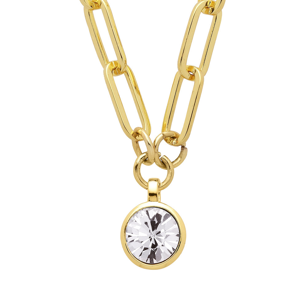 Lisanna Gold Necklace with Clear Crystal Stone