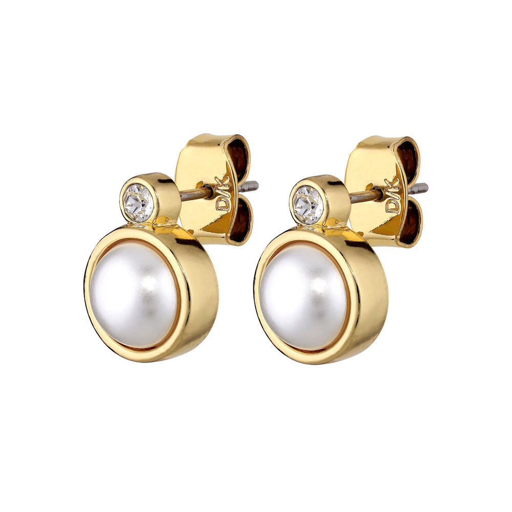 London Gold Earrings with White Pearl