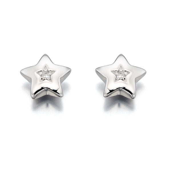 Noor Silver Diamond Star Stud Earrings
