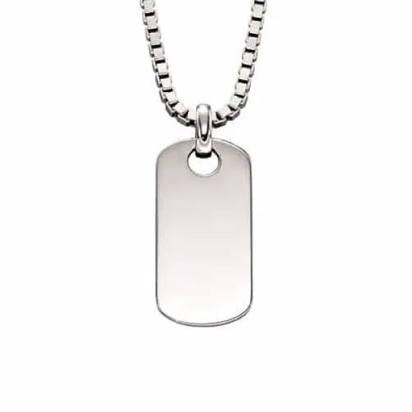 Little Star Otis Mens Silver Dog Tag Necklace