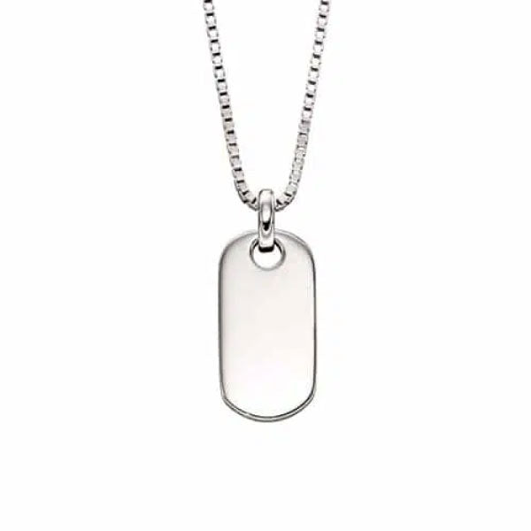 Little Star Oli Boys Silver Dog Tag Necklace