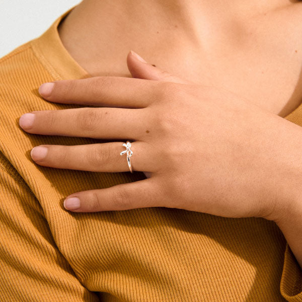LULU Silver Bow Stack Ring