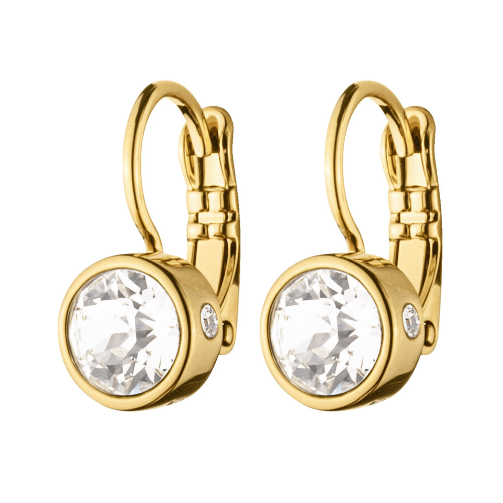 Madu Gold Earrings with Clear Crystal Stones