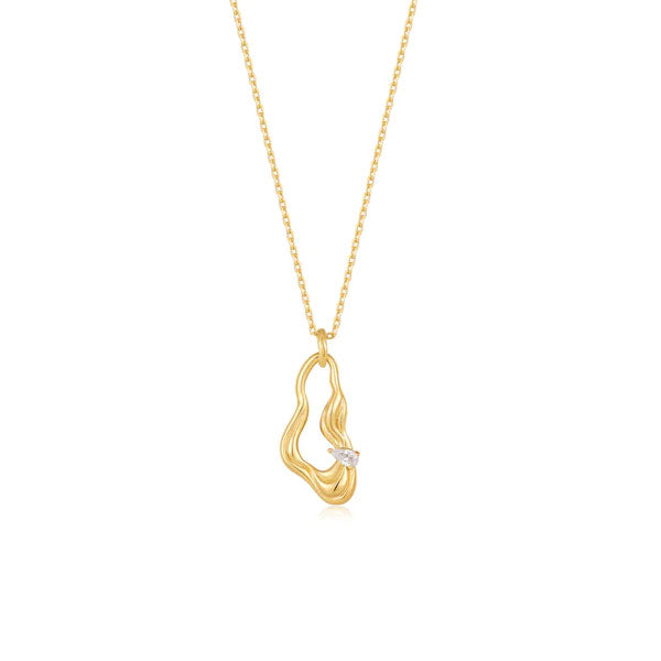 Ania Haie Gold Twisted Wave Drop Pendant Necklace