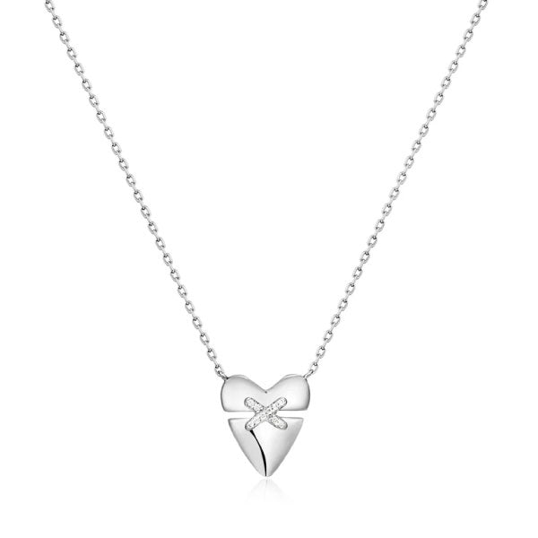 Ania Haie Silver Heart Kiss Pavé Necklace