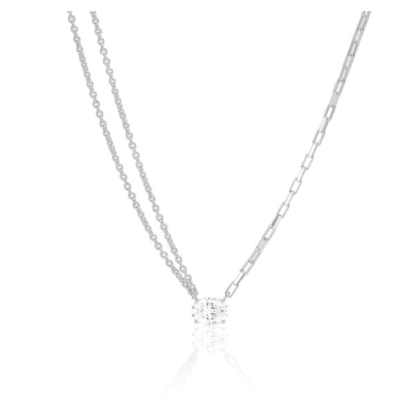 Sif Jakobs Silver with White Zirconia Ellisse Uno Necklace