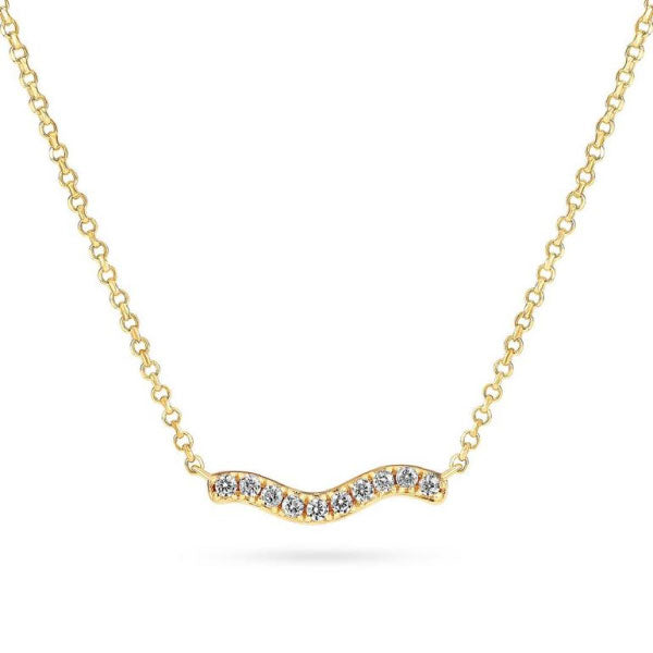 Sif Jakobs Yellow Gold with White Zirconia Ellera Waves Necklace
