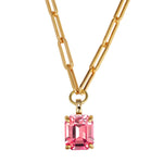 Octa Gold Necklace with Light Rose Stone