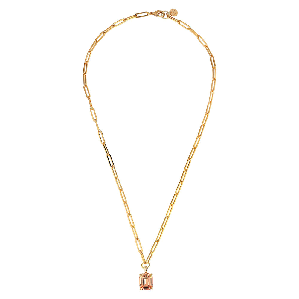 Octa Gold Necklace with Peach Stone