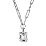 Octa Silver Necklace with Clear Crystal Stone