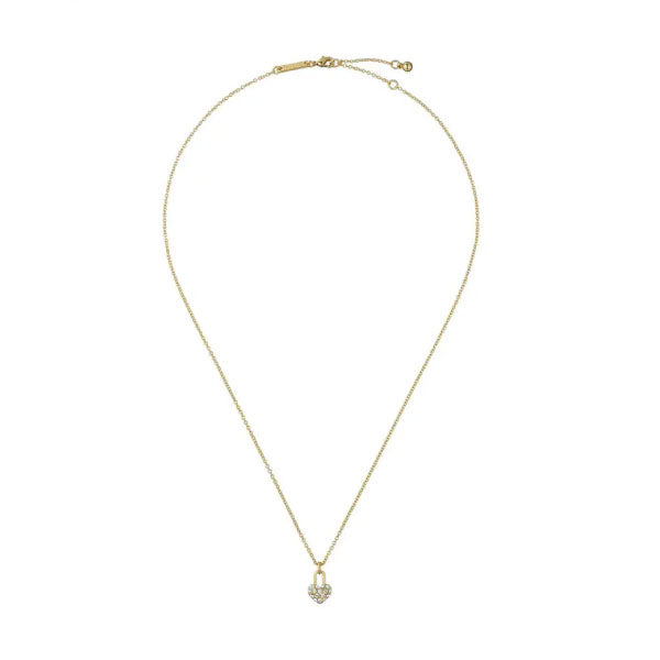 Paige Pavé Crystal Padlock Heart Gold Necklace