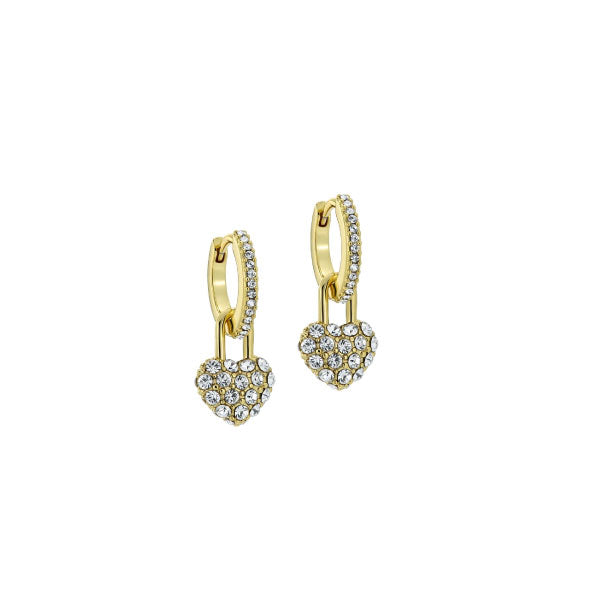 Pari Pave Crystal Padlock Huggie Earrings Gold Tone