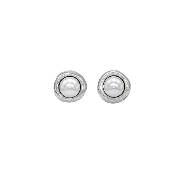 Ego Pearl Silver Stud Earrings