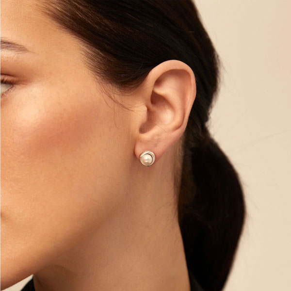 Ego Pearl Silver Stud Earrings