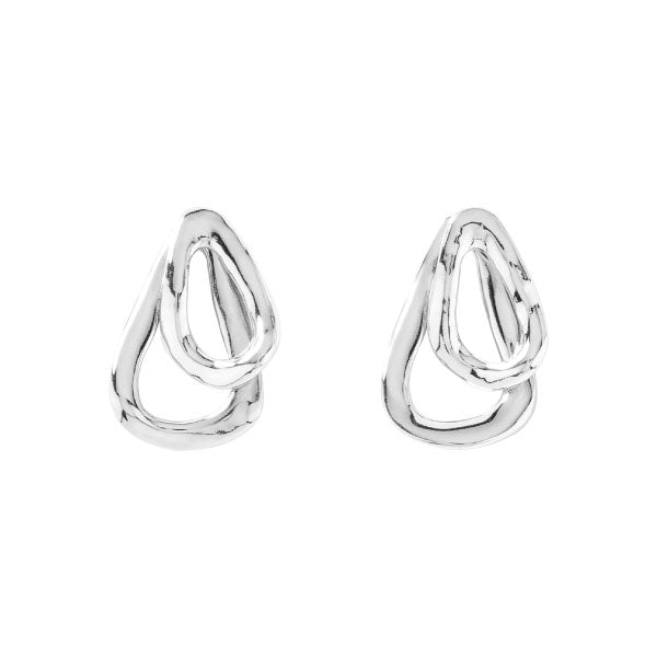 Connected Overlapping Silver Links Earrings