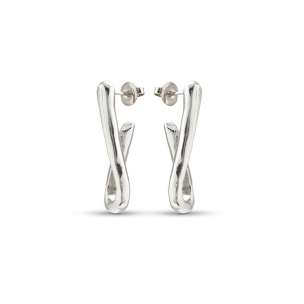 For You Link Shaped Silver Hoop Earrings