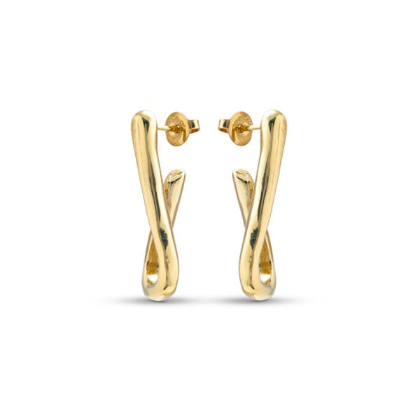 For You Link Shaped Gold Hoop Earrings