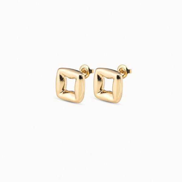 Gold Square Stud Earrings
